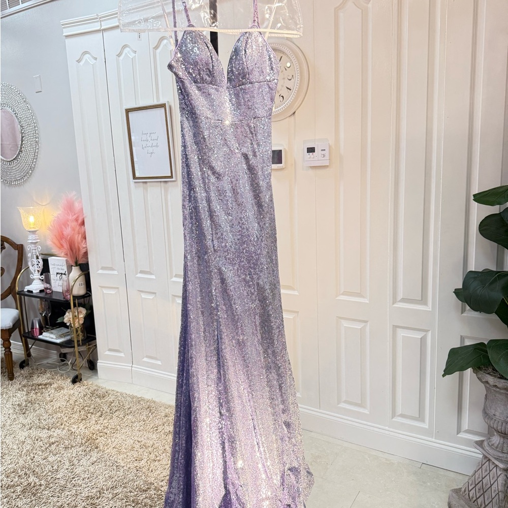 Elegant Lavender Sequin Gown